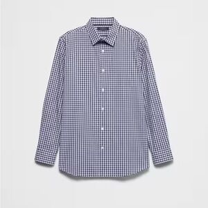 Van Heusen Blue and White Gingham Dress Shirt | Men’s Size XXL
